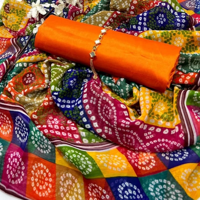 ALHAMDULILAH* Multi CHIFFON CHUNRI PRINT DUPATTA KATAN